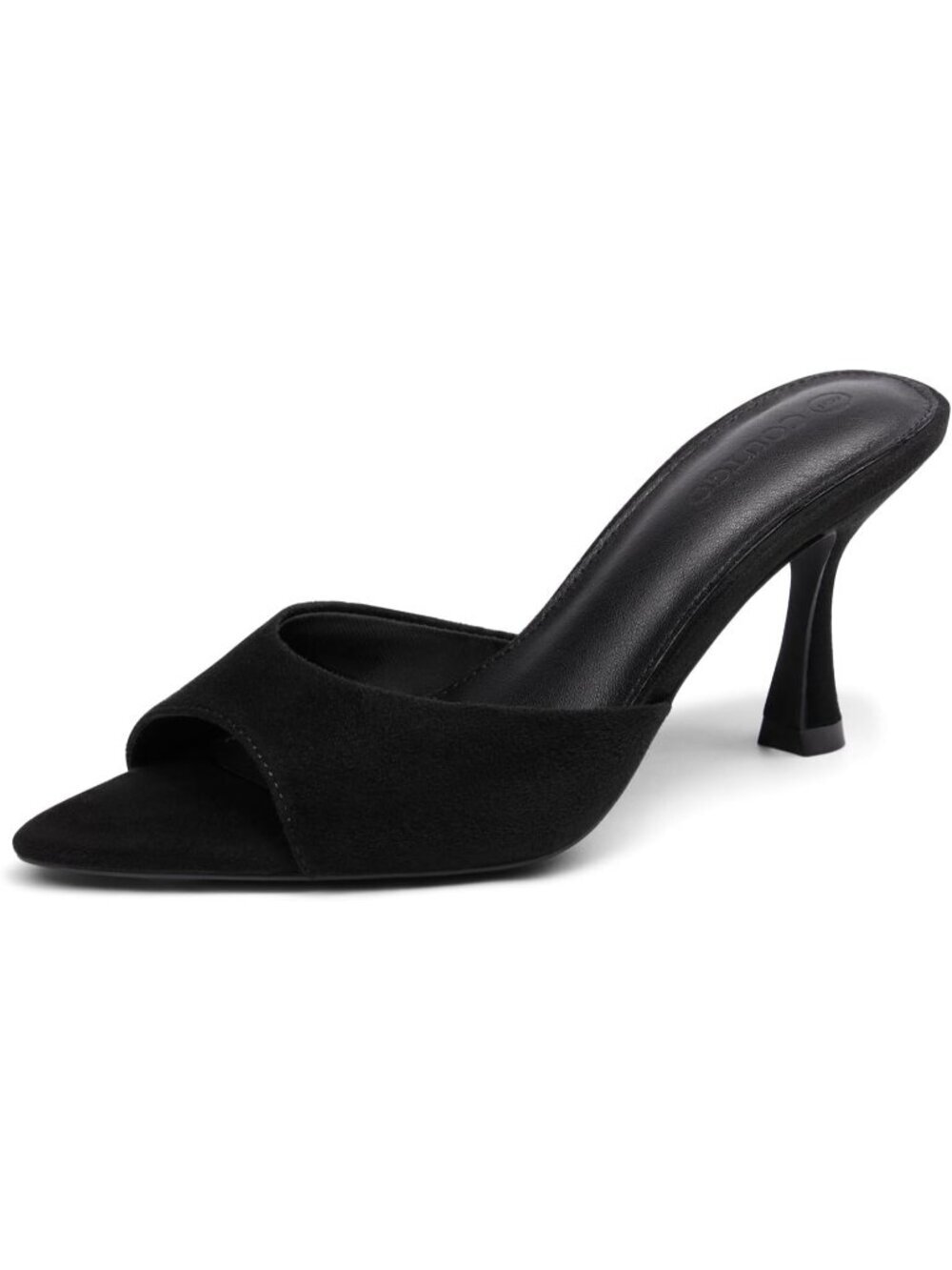 Women's Black Suede Pointed Toe High Heels Slip On Backless Imported Sandals